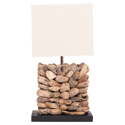Llambë tavoline Twiggy HM4425, formë kubi, 24x24x46cm, dru natyral dhe e bardhë