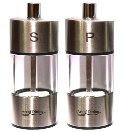 Set mullinj kripë dhe piperi Heinner, 2 copë, 9 cm, çelik inox