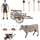 Set lodër fermë ProNice Farmer House, figurina fermer dhe lopë, mjete ferme