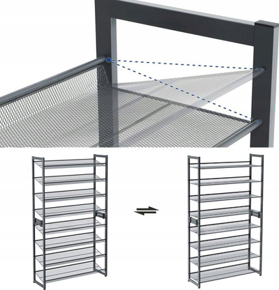 Raft këpucësh Songmics 8-Tier, metal, 163.5x92.5x30.7 cm, i zi