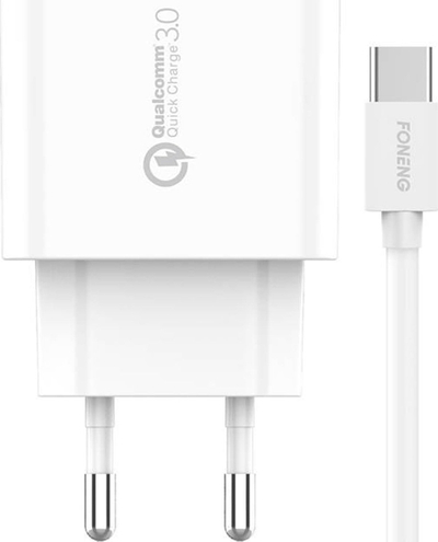 Karikues telefoni Foneng EU46, 1x USB QC 3.0, kabllo USB C, i bardhë