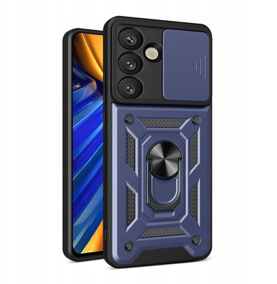 Mbrojtëse telefoni Hurtel Hybrid Armor Camshield, Samsung Galaxy S25 Edge, me këmbë mbajtëse, blu