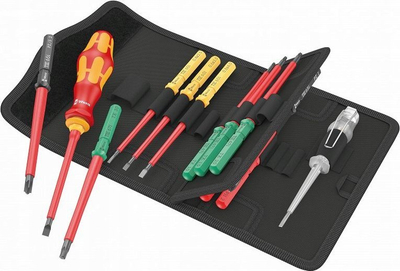 Set tornavidash elektrike VDE Wera Kraftform Kompakt VDE 16 Universal 1, 16 copa, deri 1000V, me shumë ngjyra