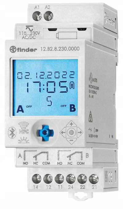 Timer astro Finder 12.B2.8.230.0000, 16A, me ekran LCD, me Bluetooth NFC