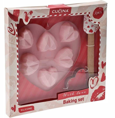 Set për pjekje La Cucina, spatulë dhe kallëp në formë zemre 23 x 21 cm