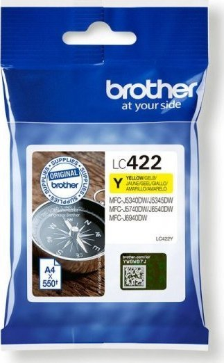 Ngjyrë për printer Brother LC422Y, e verdhë