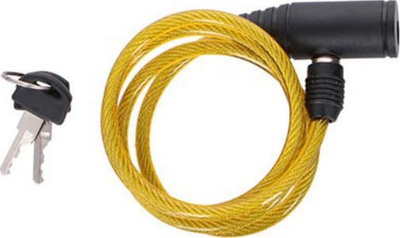 Катанец за велосипед Dunlop Спирален, челично јаже 6mm, 90cm, жолт