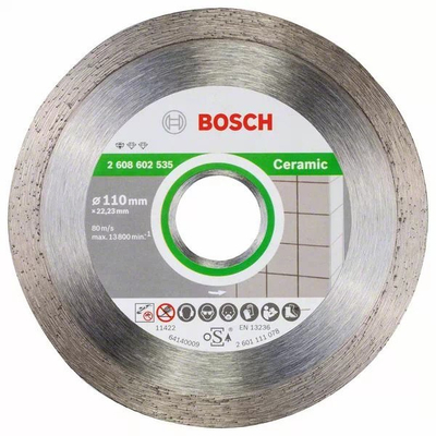 Disk prerës me diamant Bosch 2608603075, 110mm, për pllaka, porcelan dhe gur, gri