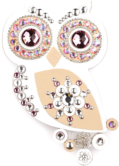 Brosh Owls, i bardhë/vjollcë, woman