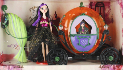 Set lodrash Mega Creative Carriage 524860, karrocë me kukull dhe kal, me drita edhe tinguj, portokalli
