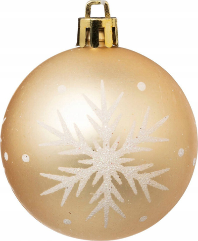 Toptha dekorativë Krishtlindjesh Atmosphera Colorama de Noël, set 25 copë, plastikë 6cm, ari dhe të bardhë