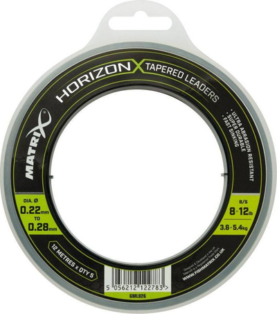 Paisje për peshkim Horizon X Tapered Shock Leader 12m 8lb/12lb 5szt