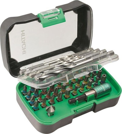 Set bitash dhe stërvitjesh Hikoki 25mm, 50 copë, në kuti plastike, jeshile