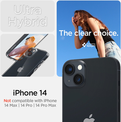 Mbrojtëse Spigen Ultra Hybrid për Apple iPhone 14, transprent