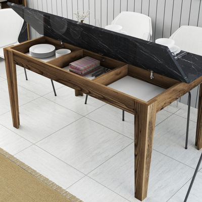 Tavolinë ngrënieje Standard Me Hapësirë Ruajtje 145x88x75cm (HM9507.05), zezë