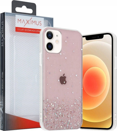 Këllëf telefoni me glitter për iPhone 12 Pro Max, plastikë e butë, i tejdukshëm me shkëlqim, rozë