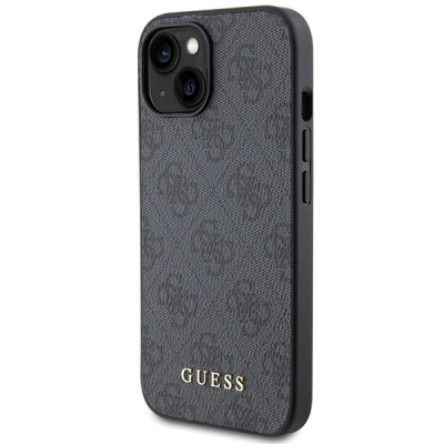 Mbulesë telefoni Guess GUHCP15MG4GFG për iPhone 15 Plus, me logo metalike, gri e errët