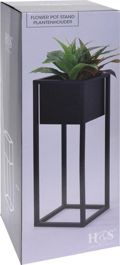 Vazo me këmbë Home&amp;Styling, metal 60cm, katrore, e zezë