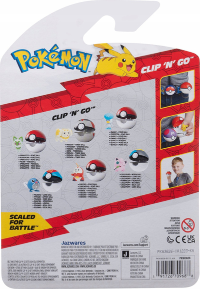 Set lodër Pokémon Clip N Go Poliwag, figurinë 5 cm, me Lure Ball, blu