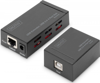 Zgjatës USB Digitus USB 2.0, 4 porta, deri 50 m, i zi