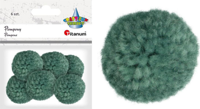 Pompom tekstili Titanum Yarn, 3 cm, set me 6 copë, smerald