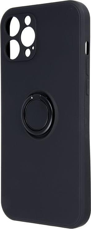 Mbulesë telefoni Finger Grip për iPhone 12 Pro 6.1", unazë mbajtëse, TPU, e zezë