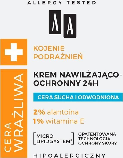 Krem fytyre AA Moisturizing Protective 24H, 50 ml, për lëkurë të thatë
