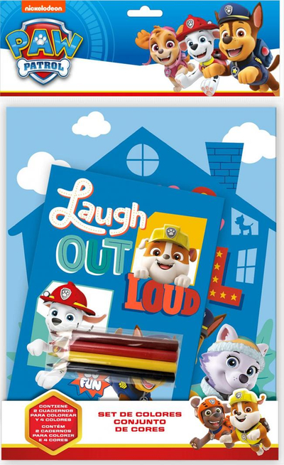 Set ngjyrosjeje Paw Patrol Color Set Junior, 2 fletore, 4 lapsa me ngjyra