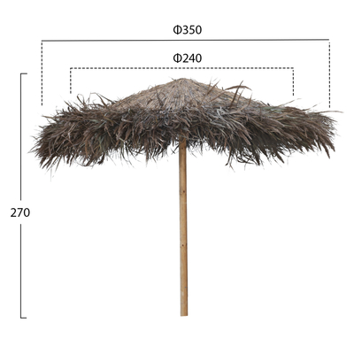 Çadër plazhi HM STRAW Tropical Umbrella HM5897, diametër 240 cm, lartësi 270 cm, kashte natyrale