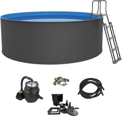 Pishinë rrethore Swim &amp; Fun Santorini Pool XL, Ø360 x 120 cm, 10800L, gri