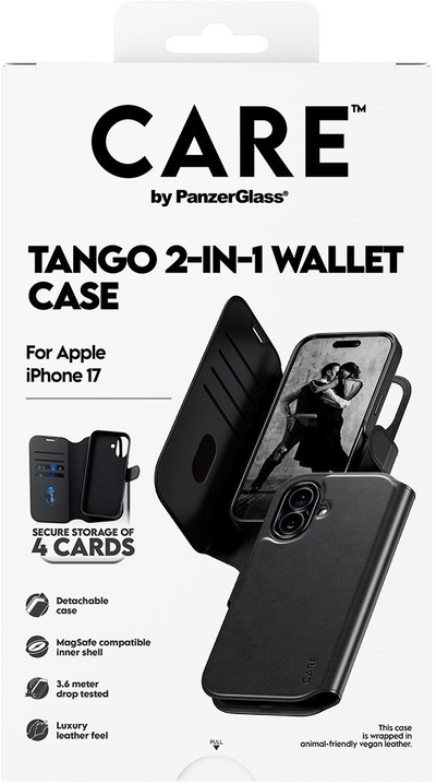 Këllëf portofol PanzerGlass CARE by Feature Case Tango, MagSafe, për iPhone 17, i zi