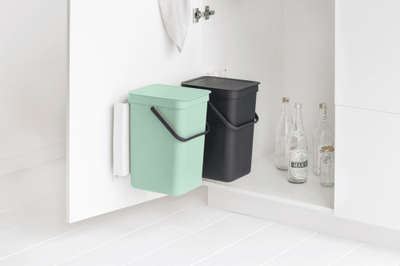Kosh kuzhine i brendshëm Brabantia Sort &amp; Go, 2 x 12L, set riciklimi, jeshil xhade edhe gri