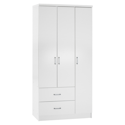Garderobë Homeline Caesar HM340.05, 3 dyer 2 sirtarë, 89x42.5x181 cm, e bardhë