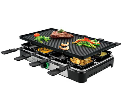 Grill elektrik Adler AD 6616 Raclette 4 në 1, 1400W, për 8 persona, i zi