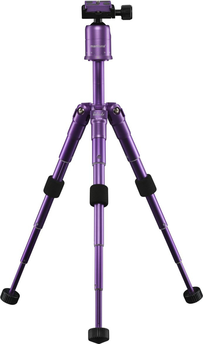 Tripod foto Mantona Kaleido Mini 21188, i vogël për tavolinë edhe udhëtime, me kokë top edhe pllakë quick release, lejla metalik