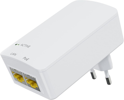 Injektor PoE Microconnect 48V 15.4W, EU Plug, i bardhë