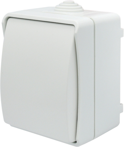 Ndërprerës sipërfaqësor Aqua Plus 40222, IP54, njëpolor, i bardhë