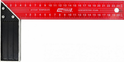 Këndmatës marangozësh AWTools AW29802, 350mm, çelik i fortësuar, i kuq