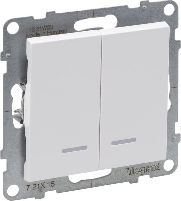 Çelës dy-drejtimësh Legrand SUNO 721115, me ndriçim, 10AX 250V, i bardhë