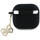Kuti mbrojtëse Guess 4G Silicone Charm për AirPods 4, silikon, me varëse, e zezë