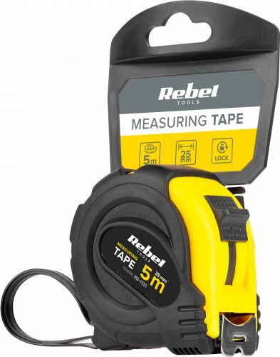 Metr matës REBEL RB-1131, 5m, shirit 25mm, i verdhë