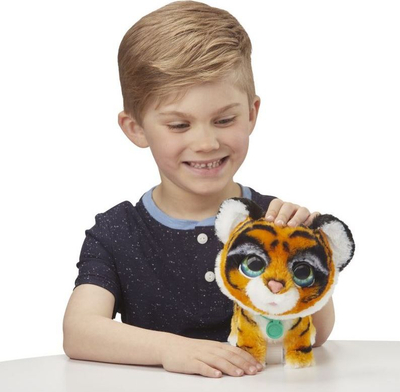 Lodër pelushi FurReal Walkalots Tiger, interaktive, me litar për shëtitje, portokalli