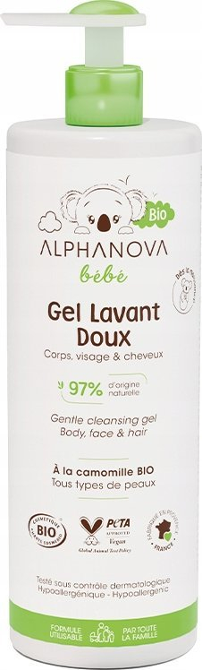 Лосион за миење за бебиња Alphanova Baby Dermocleanser, коса и тело, органски, 500ml