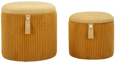 Set taburesh me vend për me fut gjëra Mauro Ferretti Bolzano, 38x38 cm dhe 32x32 cm, MDF dhe poliester, mustard