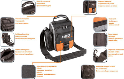 Çantë veglash Neo Tools (84-315), me dorezë, e zezë