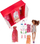 Set lodre me kukull MEGA CREATIVE 31 cm, dollap me rroba, gjerat e modes, i kuq