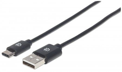 Kabllo Manhattan USB-A - USB-C, 2m, e zezë