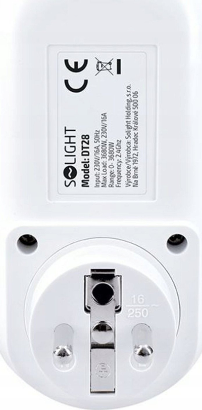 Prizë e zgjuar Solight DT28, WiFi 2.4 GHz, mat rrymën që ha, e bardhë
