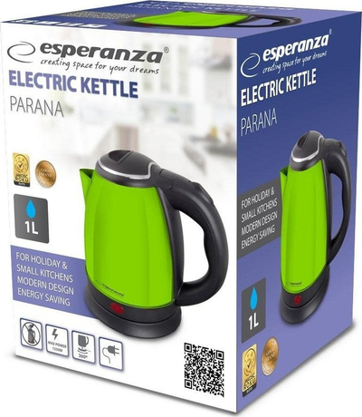 Çajnik elektrik Esperanza Parana EKK128G, 1.0L, 1350W, jeshil