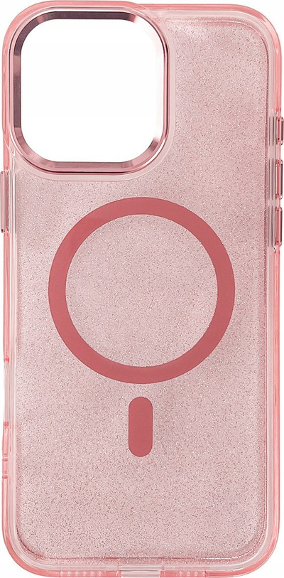 Mbulesë Glitter MagSafe për Apple iPhone 16 Pro, TPU, rozë transparente me shkëlqim